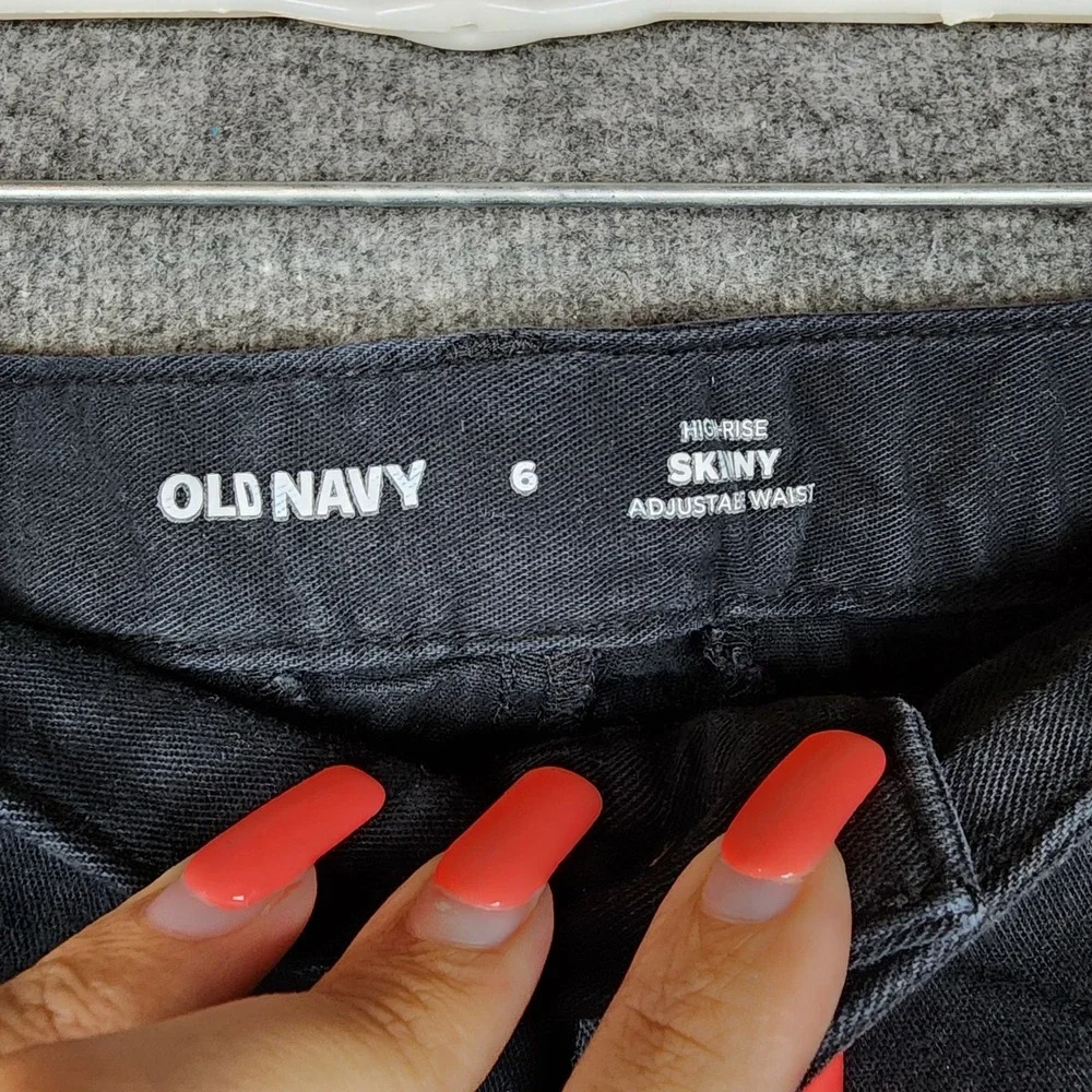 Old Navy Pants Womens 6 High Rise Skinny Black Adjustable Waist EUC
